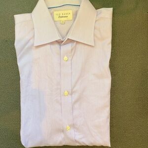 EUC, Ted Baker, L/S men’s button down, Purple & white striped, 17.5, 34/35